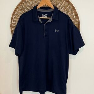 Under Armour navy blue heat gear loose fit polo shirt size X-Large